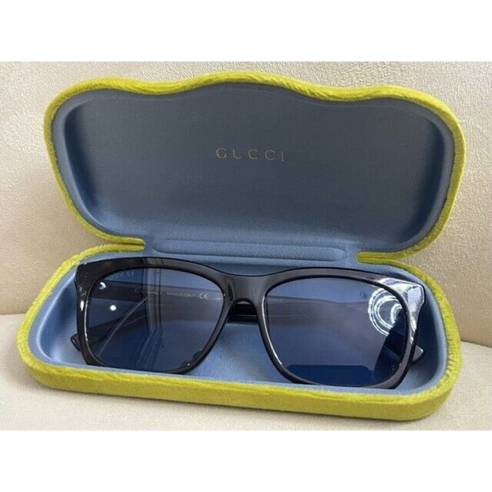 NEW GUCCI GG 0449S 003 HAVANA AUTHENTIC SUNGLASSES Blue Lense Tortoise 56MM $468